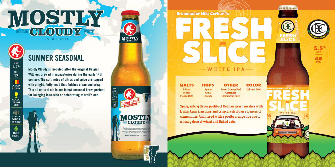 Long Trail Mostly Cloudy and Otter Creek Fresh Slice data sheets